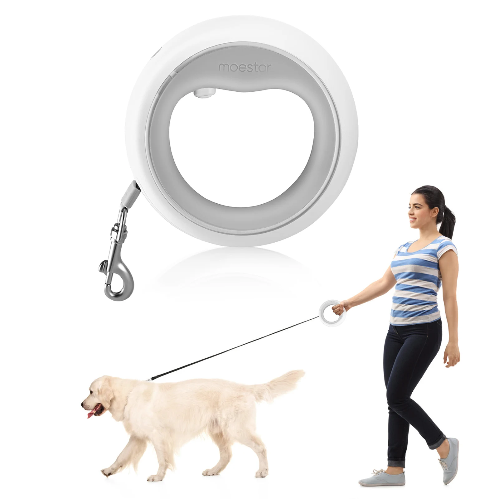 

Pet Dog Leash with USB Rechargeable LED Lighting Retractable Leash Training Running Safety Dog Leash for Small and Medium Dogs