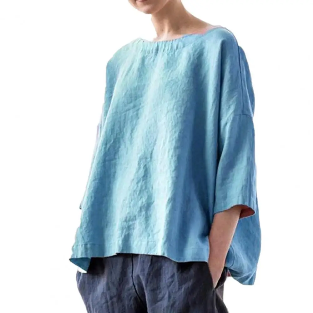

Casual Women Blouse Elegant 2022 Breathable Half Sleeve Solid Color Crew Neck Summer Blouse Top Female Clothing Blusas