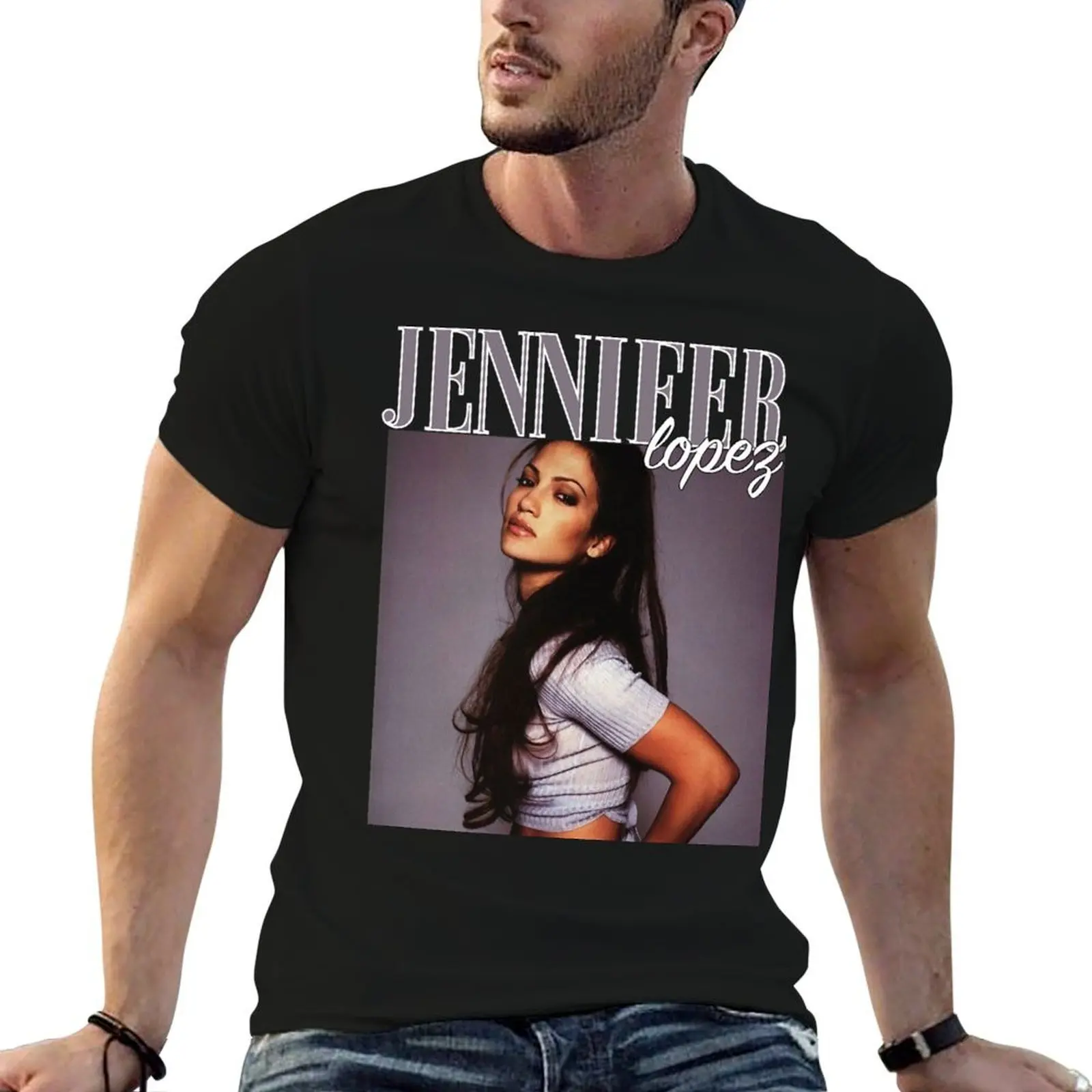 Фото Футболка JENNIFER LOPEZ в стиле 90-х, хлопковая футболка, мужские футболки, дизайнерская футболка с аниме-принтом, футболка №1