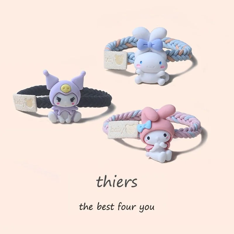 

Sanrio cute Japanese woven cartoon kulomi cinnamon roll rubber band hair tie hair female head rope Japanese kawaii head rope