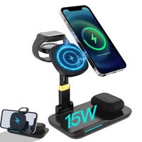 3 in 1 magnetic wireless charging stand for iphone 12 13 pro max apple iwatch airpods 15w induction fast charger for samsung pad