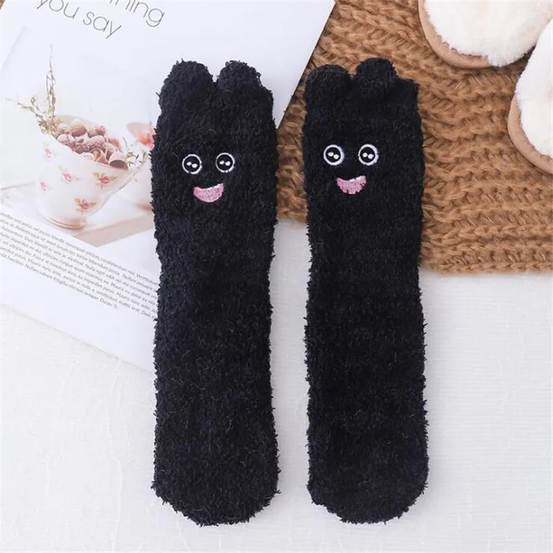 Fashion Women's Fruit Fuzzy Socks 10 Pairs/Set Kawaii Avocado Cherry Coral Patterned Female Ladies Floor Sleep Sock