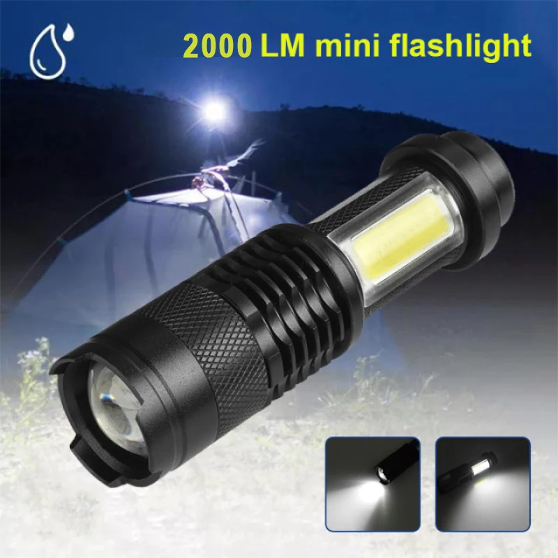 

Ultra Bright 2000LM Mini Led Flashlight Torch XPE COB Lantern Rechargeable Flash Light Protable EDC Hand Lamp Use 14500 Battery