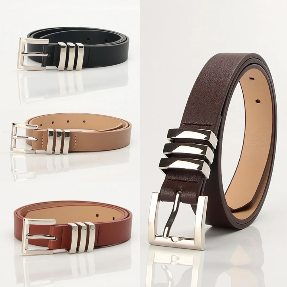 

Fashion Versatile Waist Decoration Luxury Design Leather Belt Pin Buckle Waistband Thin Waist Strap Trouser Dress Belts