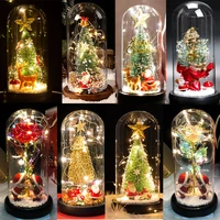 new year gifts tree elk santa led light foil flower in glass cover christmas decorations for home navidad ornaments noel decor