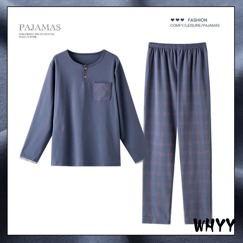 Autumn Winter Knitted Cotton Cartoon Men's Pyjamas Couple Pajamas Set Casual Male Sleepwear Pyjamas Night Pijamas Homewear 4XL