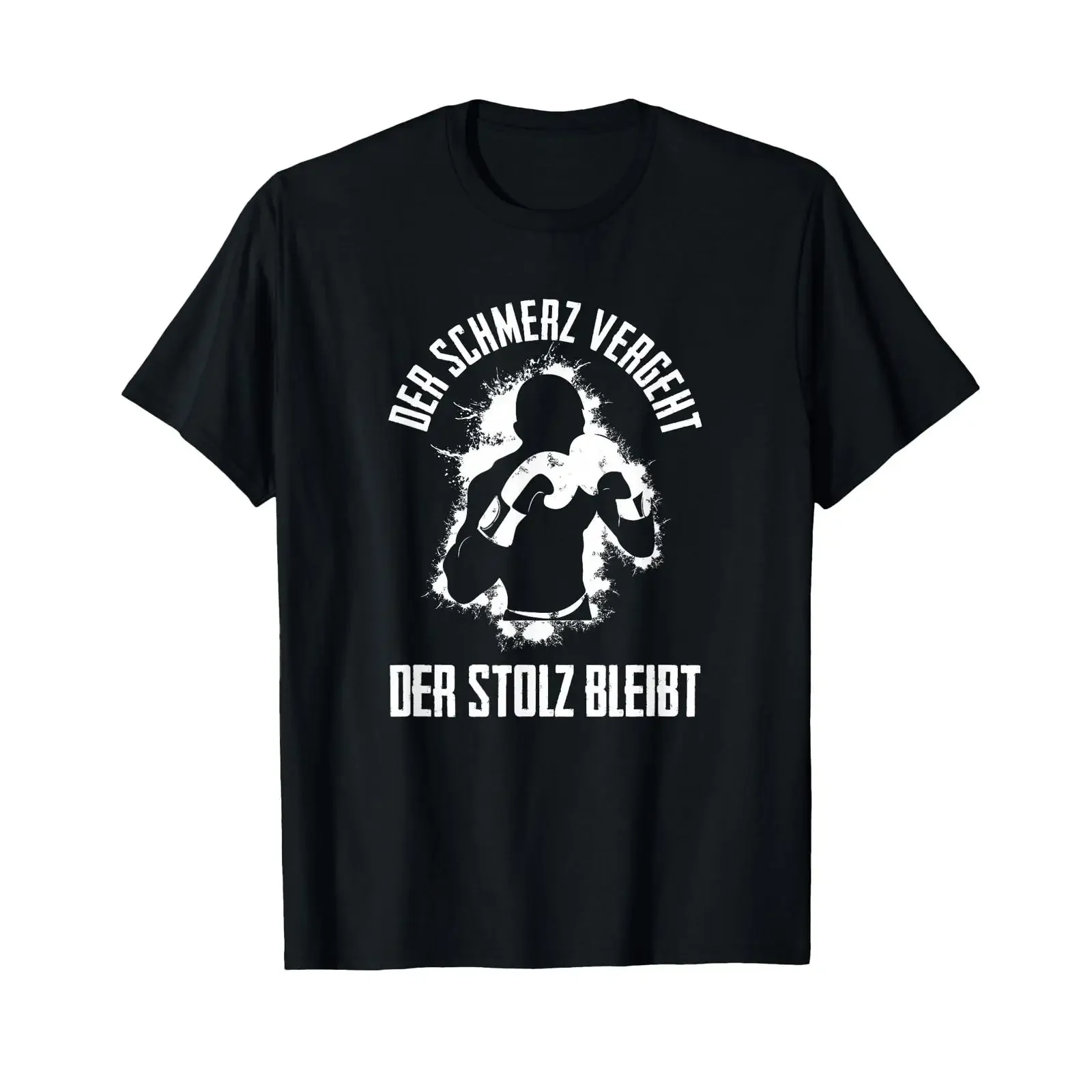 Фото Футболка-боксерка с немецким текстом «Der Schmerz Vergeht Stolz Bleibt Boxen» в винтажном стиле, универсальная, модная уличная одежда №1