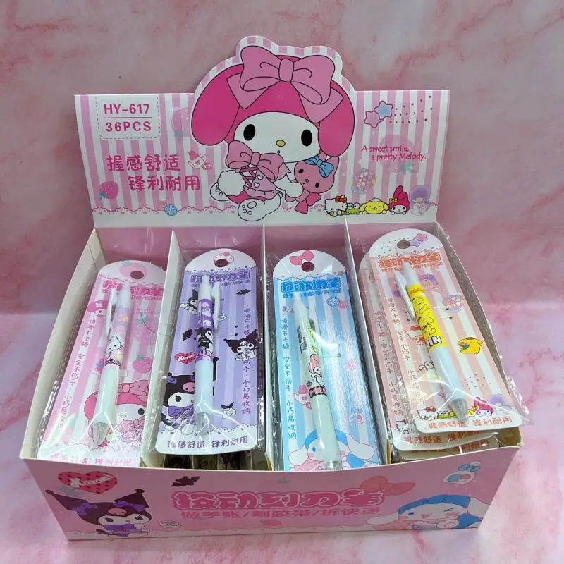 

Kawaii Cute Sanrio Hellokitty Kuromi Mymelody Cinnamoroll Pom Pom Purin Carving Knife Cut Paper Handwork Birthday Gift For Girls