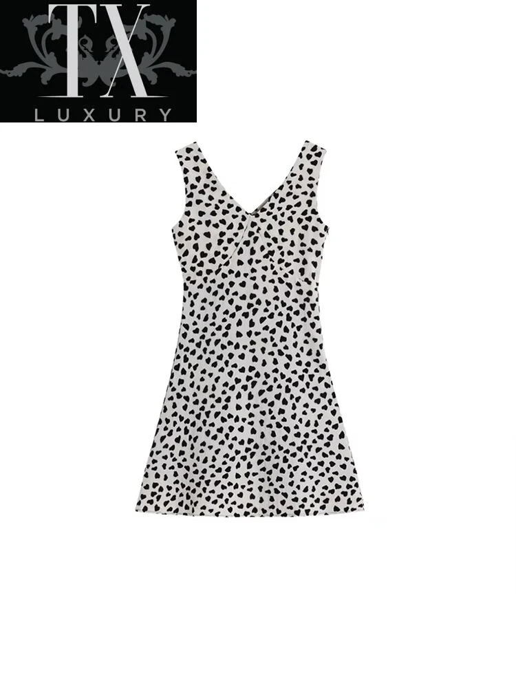 

Women Summer 2022 Fashion Vintage Sweet V Neck Printing Sexy Bodycon A-line Mini Dress Female Straps Party Beach Vestidos