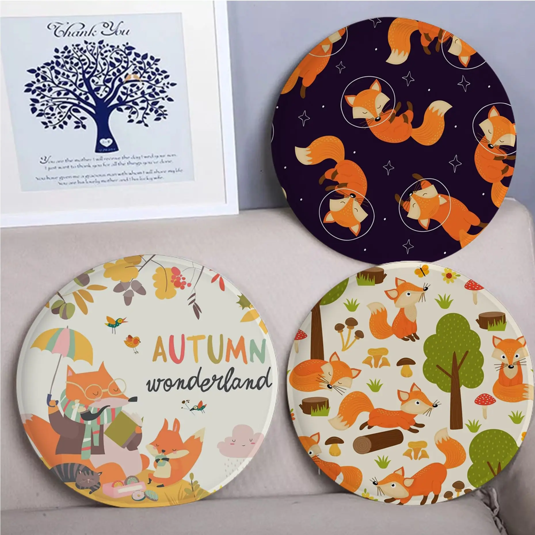 

Cartoon Fox Animal Simplicity Multi-Color Plush Cushion Home Back Cushion Soft Comfortable 50x50cm Chair Mat Pad