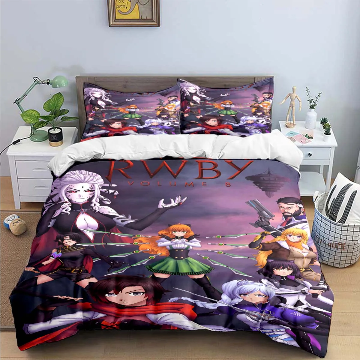 Фото 3D модный комплект постельного белья с мультяшным принтом R-RWBY, комплект постельного белья, пододеяльник, комплект постельного белья, роскошный подарок №3