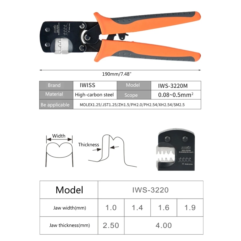 

Wire Crimper Ratchet Terminal Plier Hand Crimp Tool Spring Terminal Crimping for Heat Shrink Connectors Spring Terminal