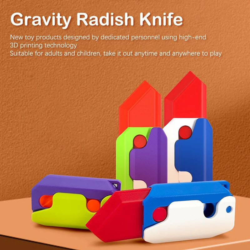 

3D Printing Gravity Jump Small Radish Knife Mini Model Student Prize Pendant Decompression Toy Children's Cognitive Toys