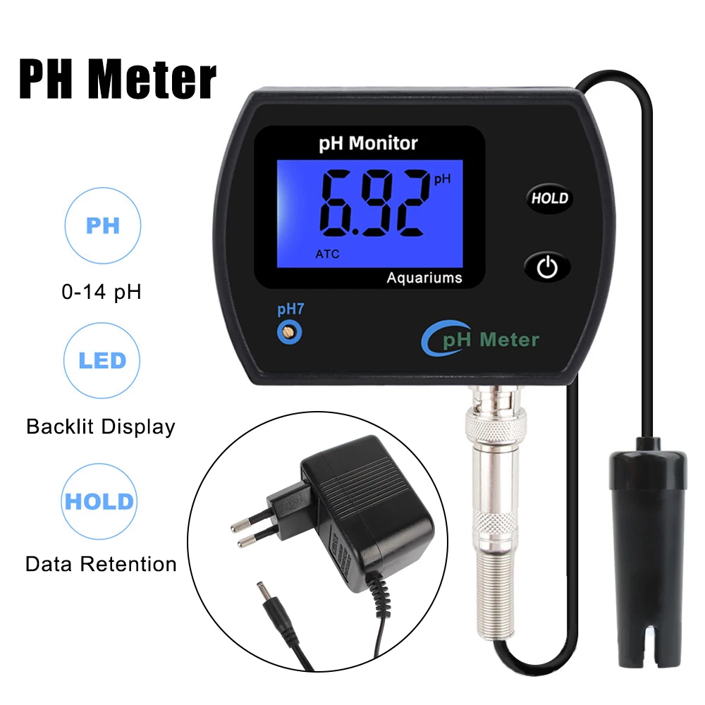 

Real-time EU Plug PH Meter For Aquarium Laboratory Multi-parameter Acidometer LCD Display Water Quality Monitor