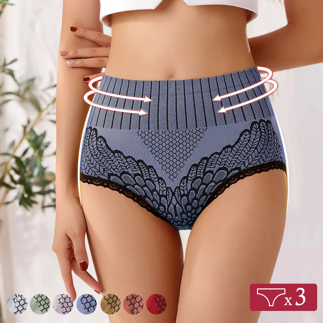 

3 Pcs/Set Women Panties Plus Size M-3xl High Waist Elastic Underwear Female Comfortable Soft Cotton Lingerie Breathable Briefs