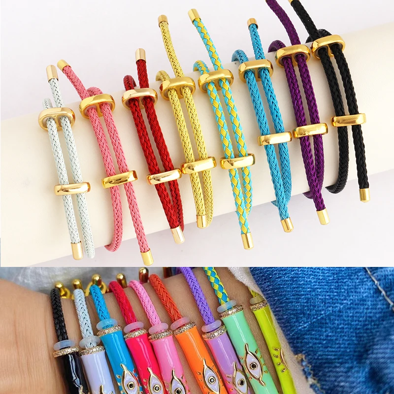 Красочный полуобработанный браслет с миланским шнуром фотобусинами для