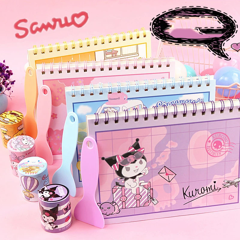 

Kawaii Sanrio Kuromi Cinnamoroll My Melody мультяшный двухсторонний раскладной блокнот с листьями утолщенный долговечный твердый Канцтовары для учебы