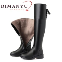 dimanyu women over the knee boots 2022 new genuine leather women thigh high boots fashion thin fleece long boots women