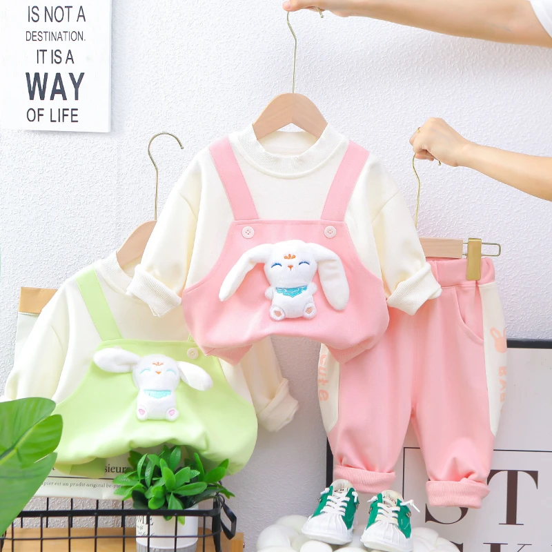 Осенняя толстовка с круглым вырезом для девочек комплект из двух предметов