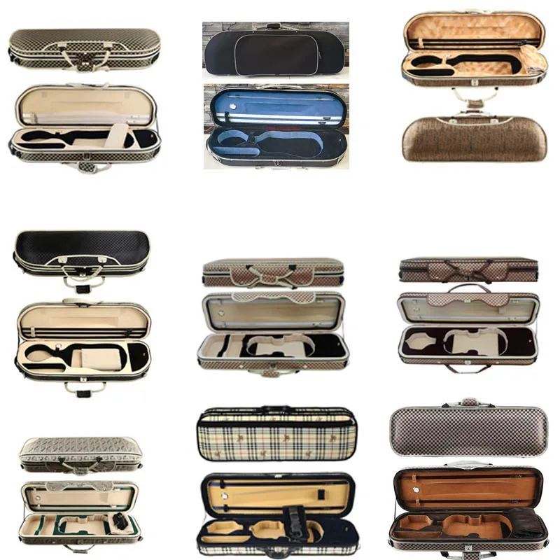 Футляр для скрипки Fastshipping 4/4 3/4 1/2 1/4 в клетку из пеноматериала с дугами и гигрометром, в комплекте аксессуары.