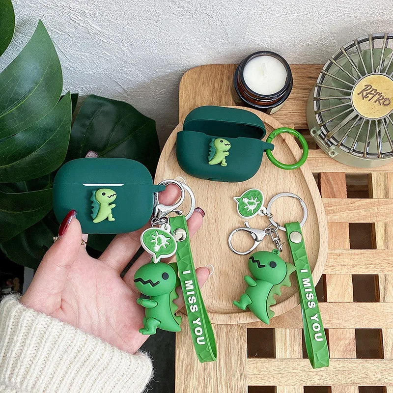 

Cartoon Earaphone Box For Edifier LolliPods Pro Case Dinosaur Silicone Protect Hearphone Cover With Keychain shell box