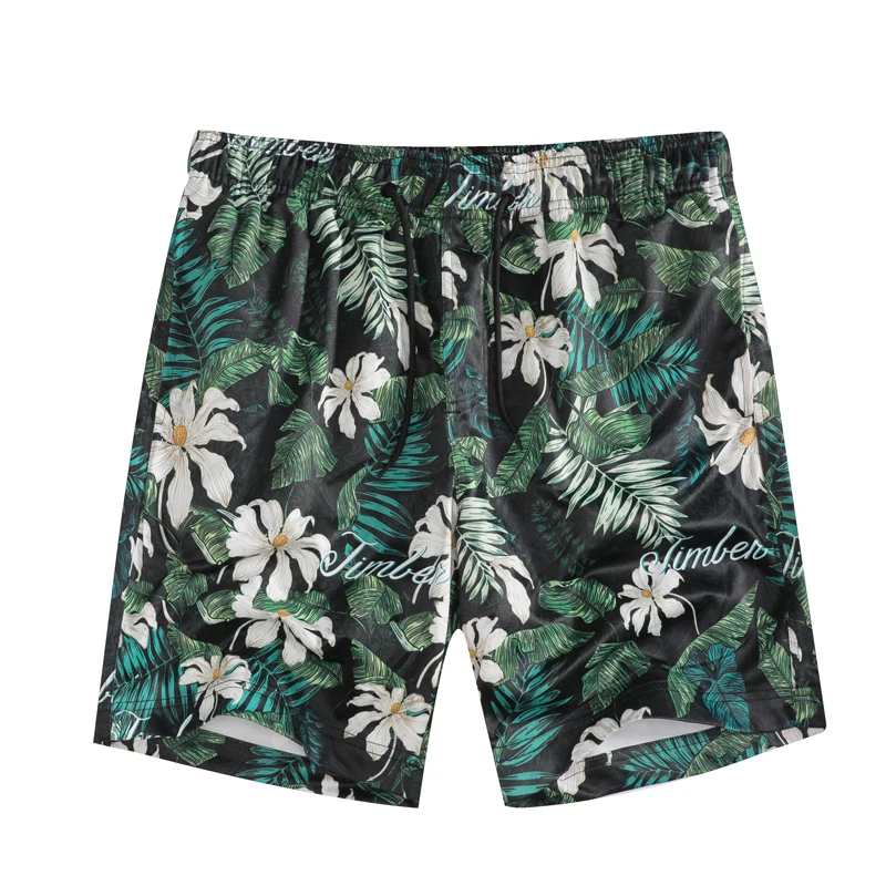 European and American men's wear summer 2022 new  Green leaf print slim beach pants Fashion casual shorts  Five minutes of pants