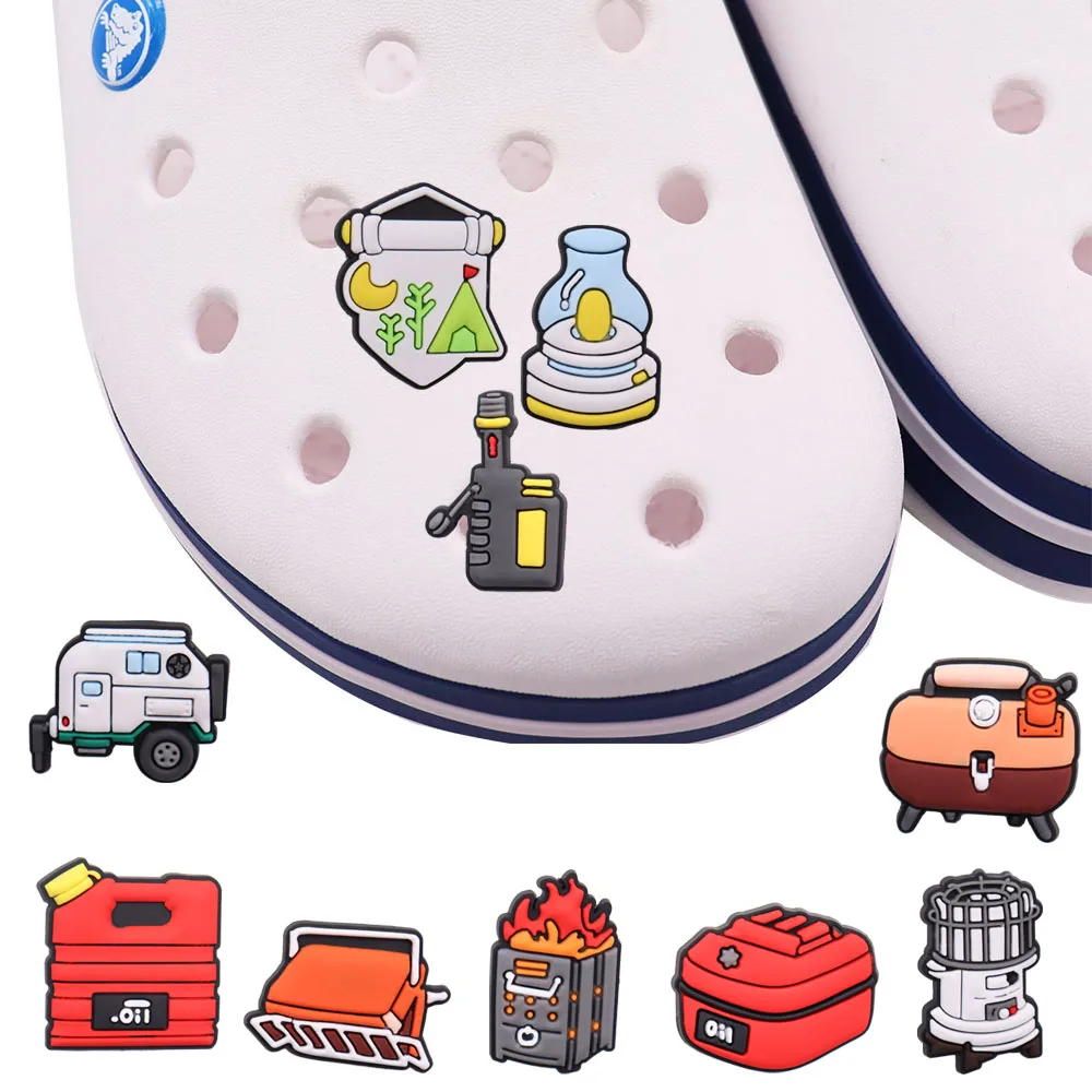 

50Pcs Outdoor Camp Cartoon Style PVC Garden Shoe Charm Decorations Accessories Buckle Clog Fit Wristbands Kids Croc Charms Jibz