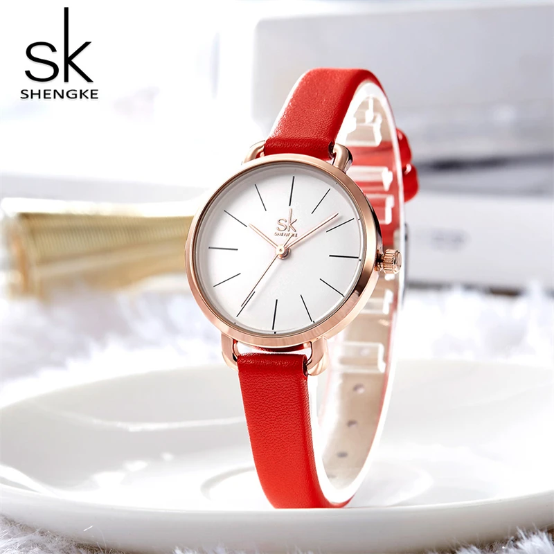 Shengke Relogio Feminino Fashion Women Watches Leather Strap Luxury Woman's Quartz Wristwatches Original Deisgn Ladies Clock enlarge
