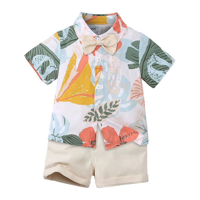

New Summer 0-7Yst Children's Boys Clothing Sets Cute Boys' Printed Short Sleeved Tops+Shorts 2Pcs Casual Baby Kids Clothes