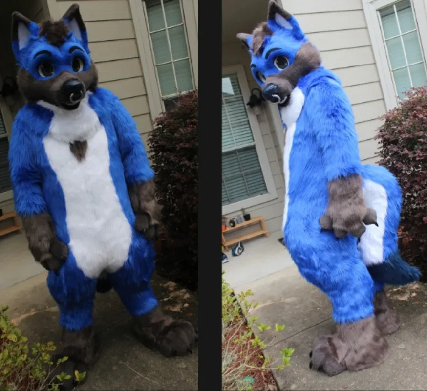 

Синий, белый, серый, пушистый, лиса, собака, волк, талисман, костюм на Хэллоуин, Рождество, необычный, искусственное животное, мультяшный персонаж, костюм