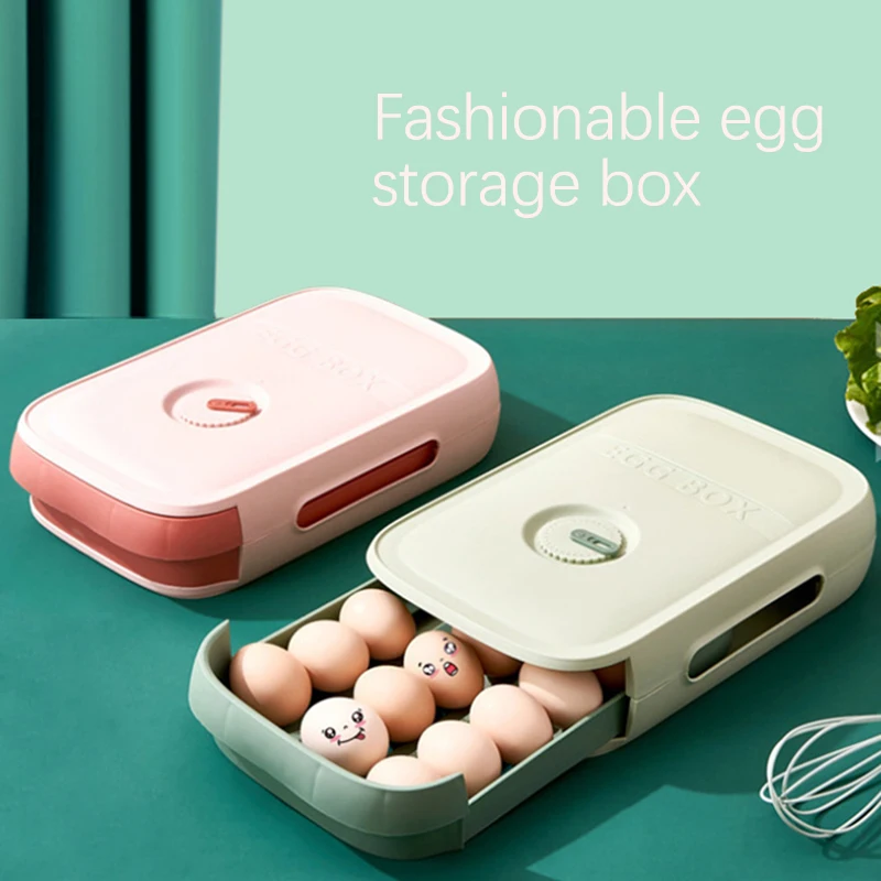 

Convenient Drawer Type Egg Storage Box Tray Holder Food Storage Organizer Durable Box Kitchen Household Product