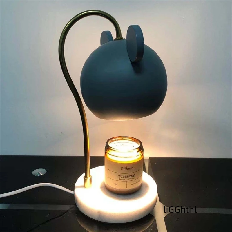 

Modern Creative Table Lamp Cartoon Marble Candle Desk Light LED for Home Bedroom Decoration