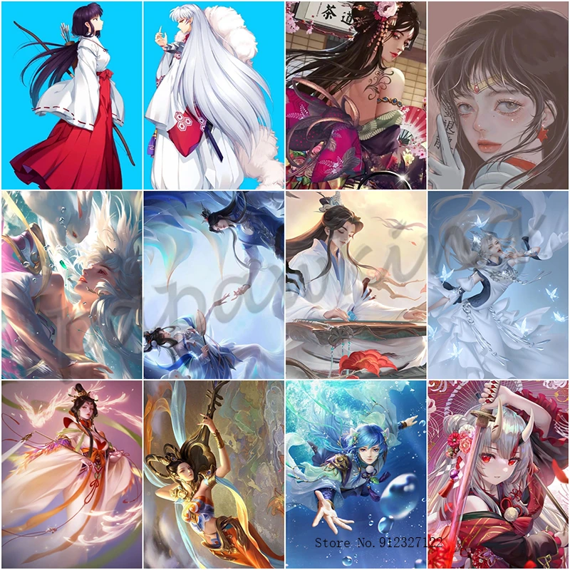 

Anime Diamond Painting Cartoon Inuyasha Historical Game Zhuang Zhou Character Close-Up Full Diamond Mosaic Kits Embroidery Decor