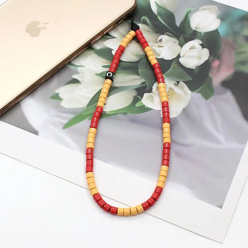 2022ins Fashion Charm Enamel Key Chain Mobile Phone Chain Boho DIY Handmade Bead String Ladies Mobile Phone Chain Jewelry