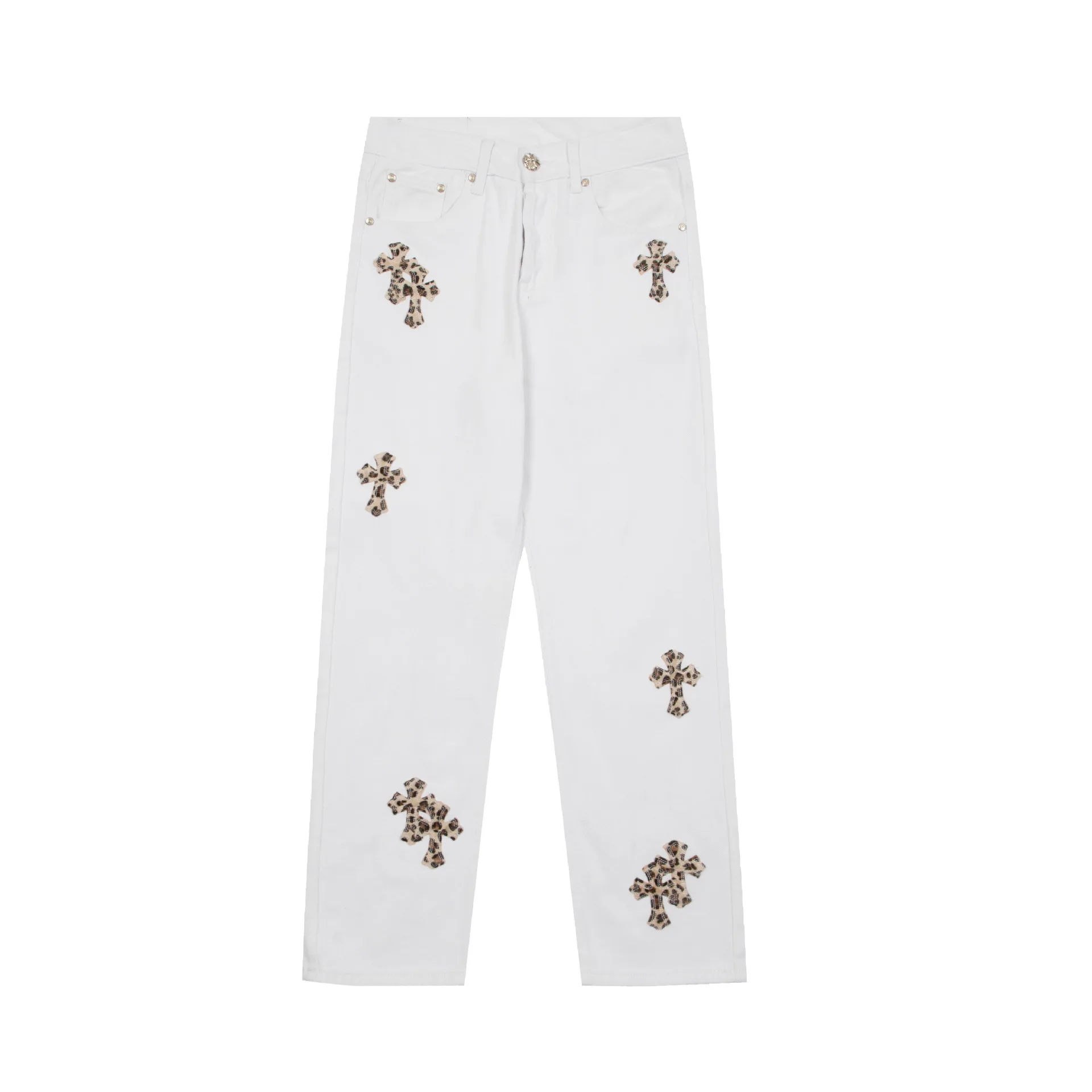 

Cross Print Straight Loose Jeans Pants Womens Retro High Street Oversized Casual Denim Trousers Harajuku Hip Hop Pantalones