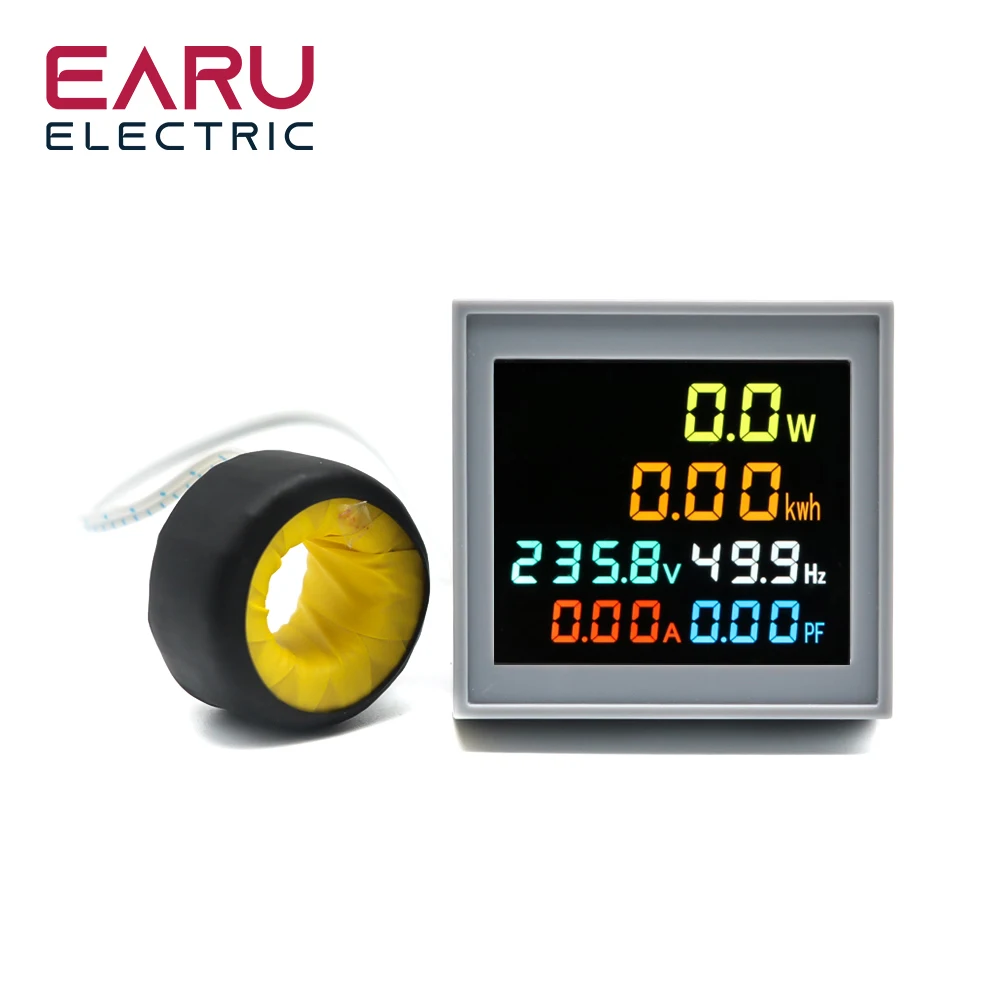 

AC 50-300V Digital Voltmeter Ammeter 100A Wattmeter Power Energy Frequency Meter Voltage Monitor Current Factor Volt AmpHerz KWH