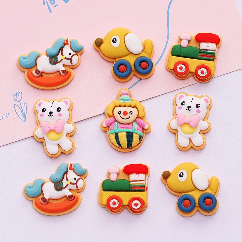 

10pcs Cartoon Circus Cute Animals Resin Flatback Cabochons Accessories for Hair Clothing Shoes Planar DIY Home Decoration