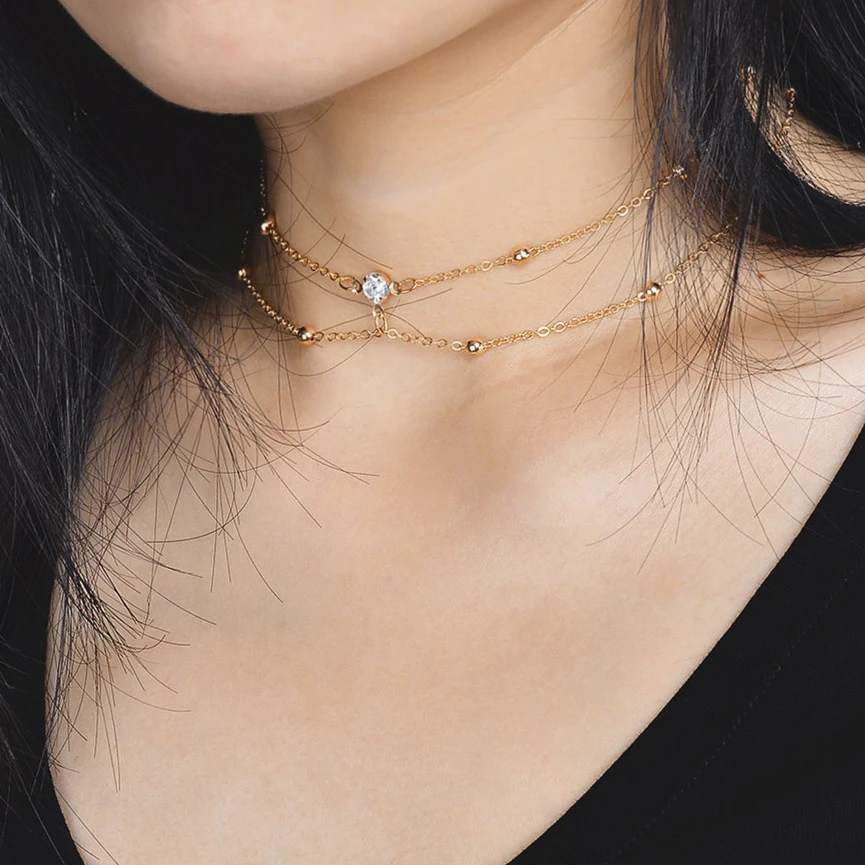 

Ladies Alloy Bead Rhinestone Necklace