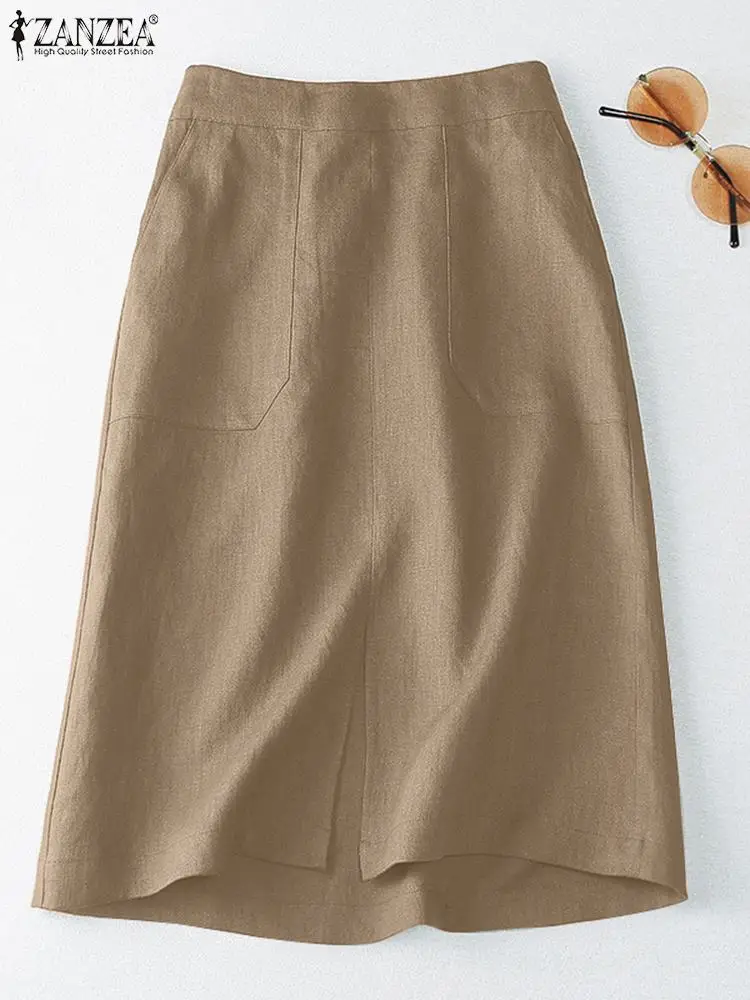 ZANZEA Женская элегантная офисная одежда Дубок Однотонная хлопковая повседневная