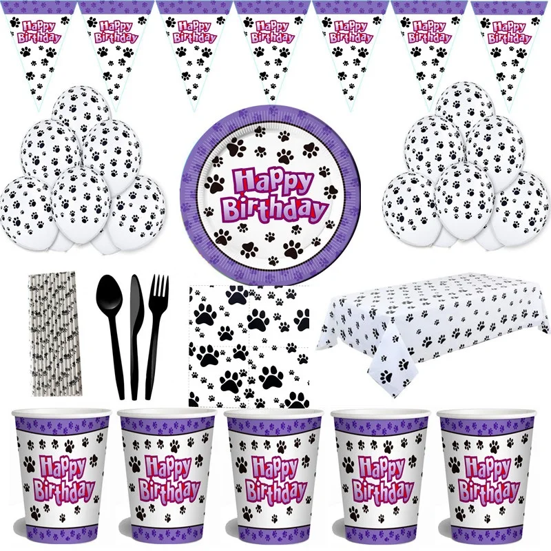 

Новая мультяшная собачья лапа тема одноразовая посуда искусственная Детская день рождения Детские принадлежности для душа Домашние живот...