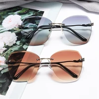 fashion cutting lens tinted eyewear sunglasses for women rimless sunglasses sun glasses oversized