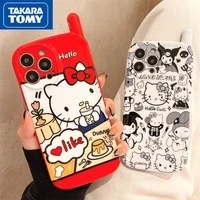 takara tomy hello kitty for iphone 13 13 pro 13 pro max shiny case for iphone 12 12 pro 12 pro max 11 pro max red drop cover