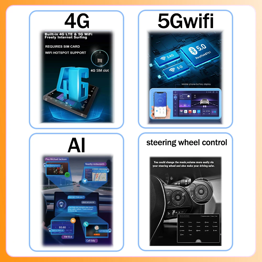 Автомобильное радио Android 14 для Toyota Volkswagen Hyundai Kia Renault Suzuki Honda Audi Lada Nissan