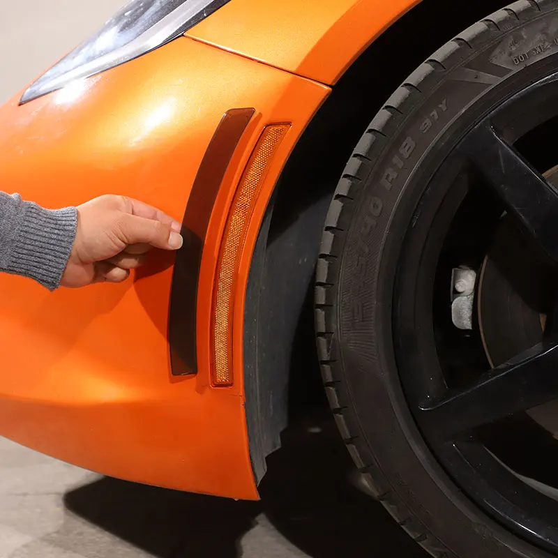 

For Chevrolet Corvette C7 2014-19 ABS blackened Car front and rear turn signal Wheel Eyebrow Cover Trim Sticker Auto Accessories