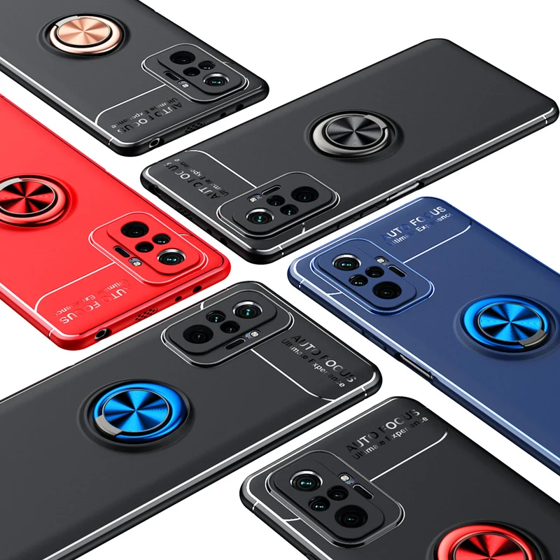 

For Xiaomi Redmi Note 10 Pro Case For Redmi Note 10 Note 11 Metal Ring Silicone Matte Case Cover For Xiaomi Mi 11 Lite 5G NE