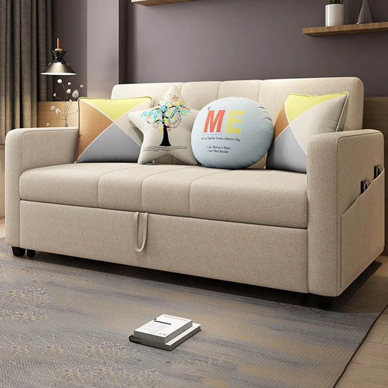 

Linen Hemp Fabric Sectional Sofa Bed Sleeper Convertible Chair Modern Sofa Ergonomic Reading Divani Soggiorno Bedroom Furniture