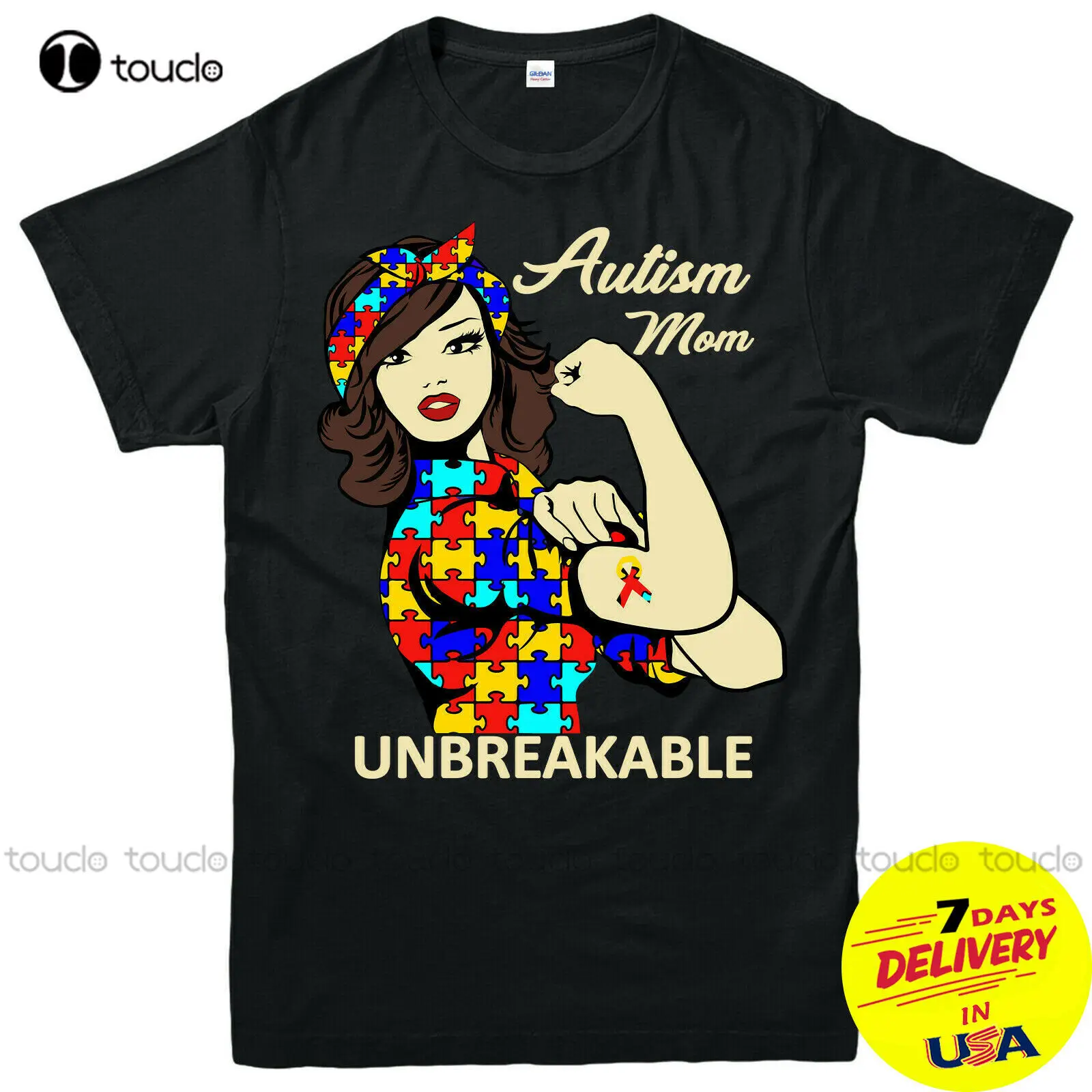 

Autism T-Shirt, Love, Heart, Mom, Unbreakable, Awareness, Fashion Short Sleeve Black T Shirt Cotton Casual Tee Shirt
