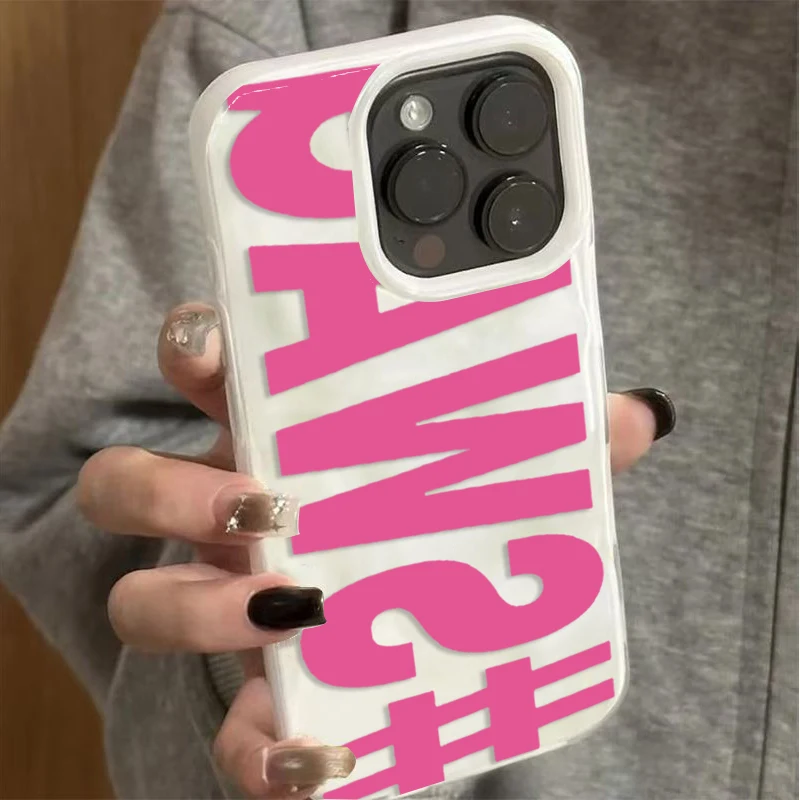 Чехол для телефона SWAG с розовыми буквами для iPhone 17 16 Pro Max 15 14 Plus 13 12 11 Pro Max Air 16E, мягкий защитный чехол с текстурой Candy Wave (art.: 3920d8a477c7b) - 3920d8a477c7b