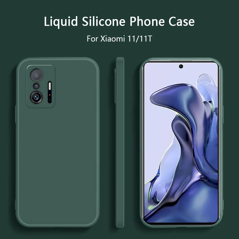

For Xiaomi 11T Pro Mi 11T Pro 11 Ultra Lite Pro Case Liquid Silicone All-Inclusive Straight Edge Mobile Phone Protective Cover
