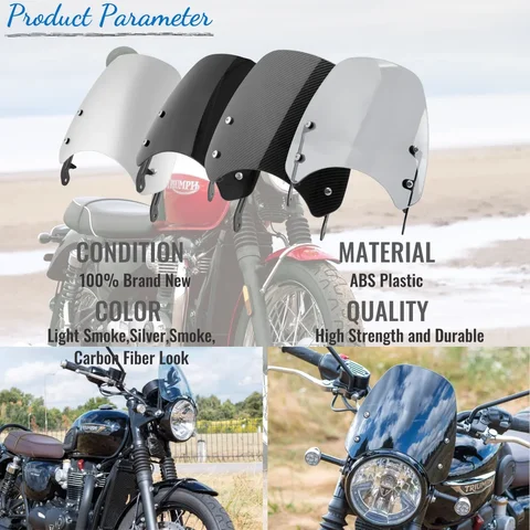 Передний спойлер ветрового стекла Wolf Line с кронштейном для Triumph Bonneville T100 T120 2016-2024 2017 2018 2019 2020 2021 2022 2023